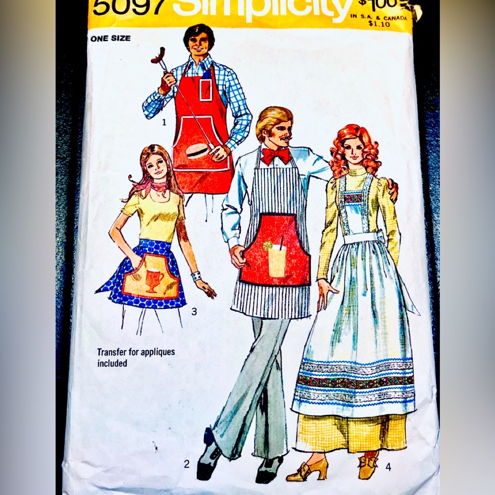 Simplicity Multi-Color Apron Pattern for men & women appliqués included ALL NEW